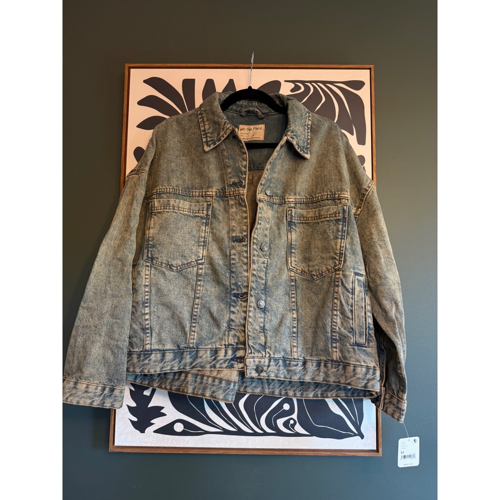 We The Free Free People Opal Swing Denim Jacket Indigo Acid Wash Oversized M